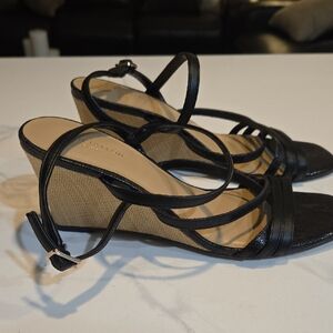 Ann Taylor Factory Black Strappy Heels Wedges